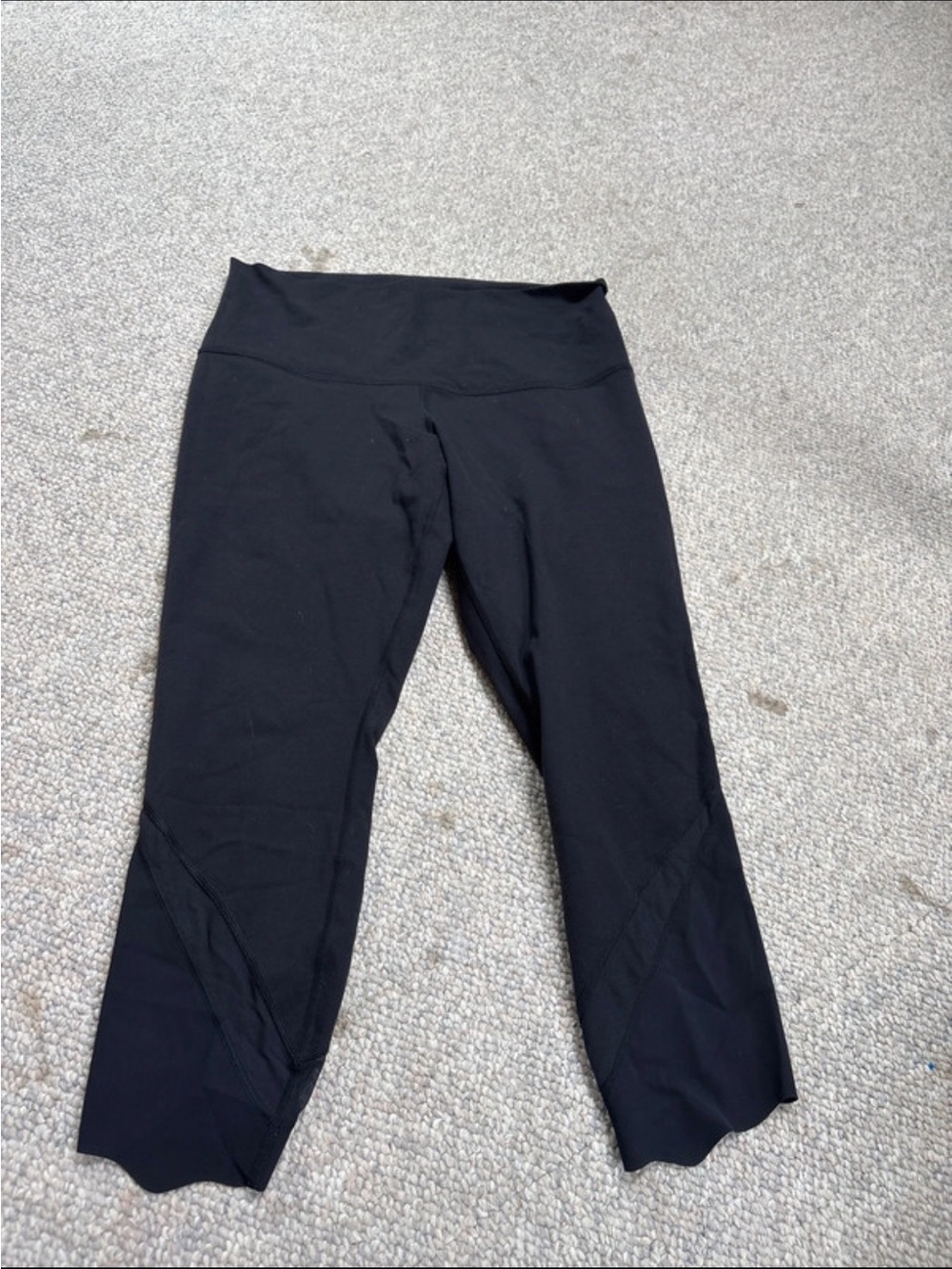 lululemon athletica Black Cropped Leggings with Scalloped Hem